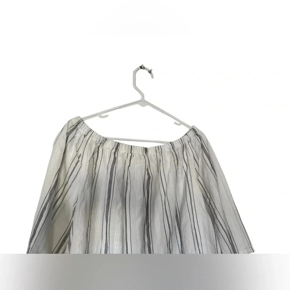 Garnet Hill Small White Striped Top Drop Shoulder Peasant Blouse Cottagecore - Picture 5 of 10